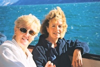 Val and Biddi on the Limone Ferry